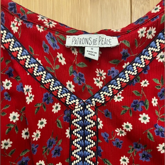 Patrons of Peace Red Ruffle bohemian loose fitting tank top - Picture 2 of 4